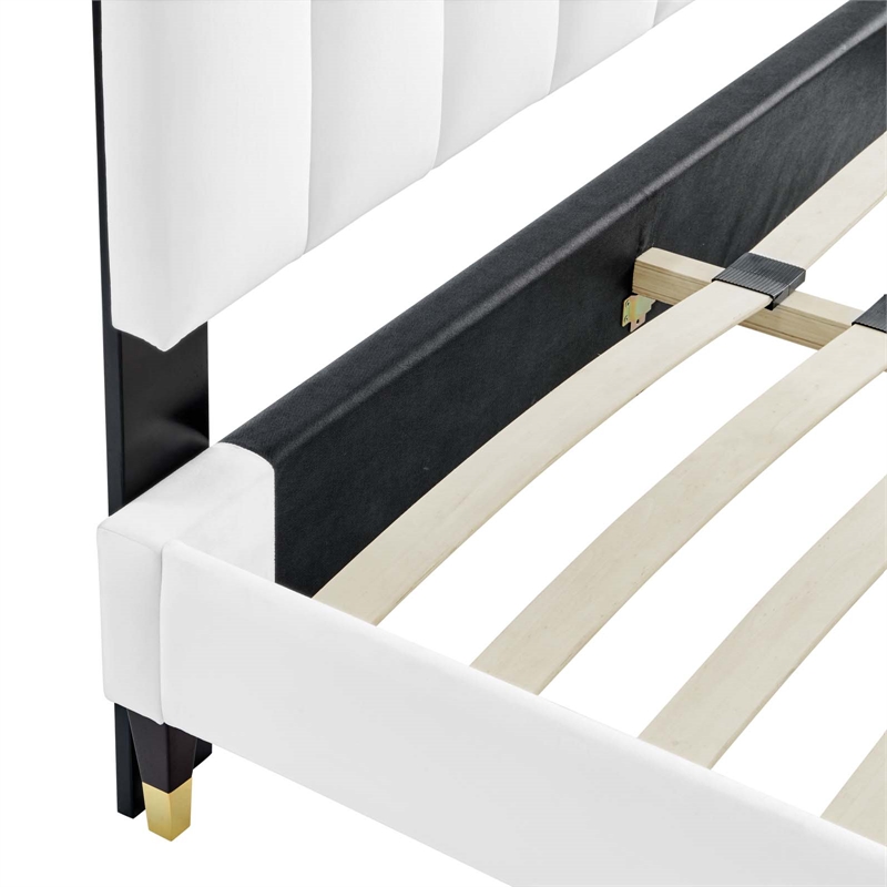 Modway Daisy Modern Performance Velvet Queen Platform Bed in White