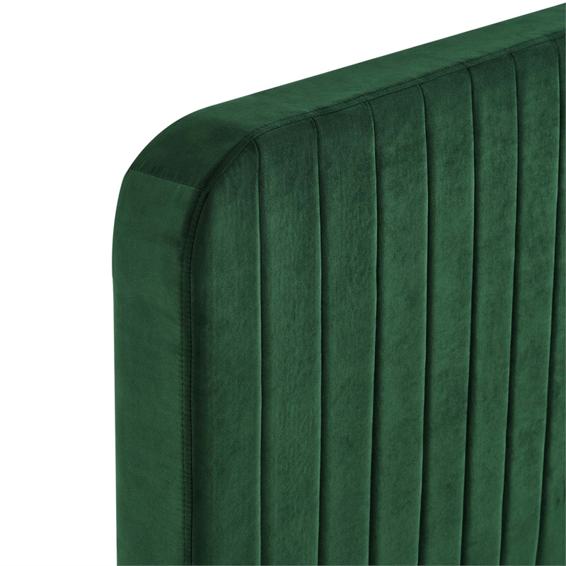 Modway Celine Channel Tufted Performance Velvet King Platform Bed in Emerald