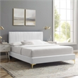 Modway Peyton Modern Performance Velvet Queen Platform Bed - White
