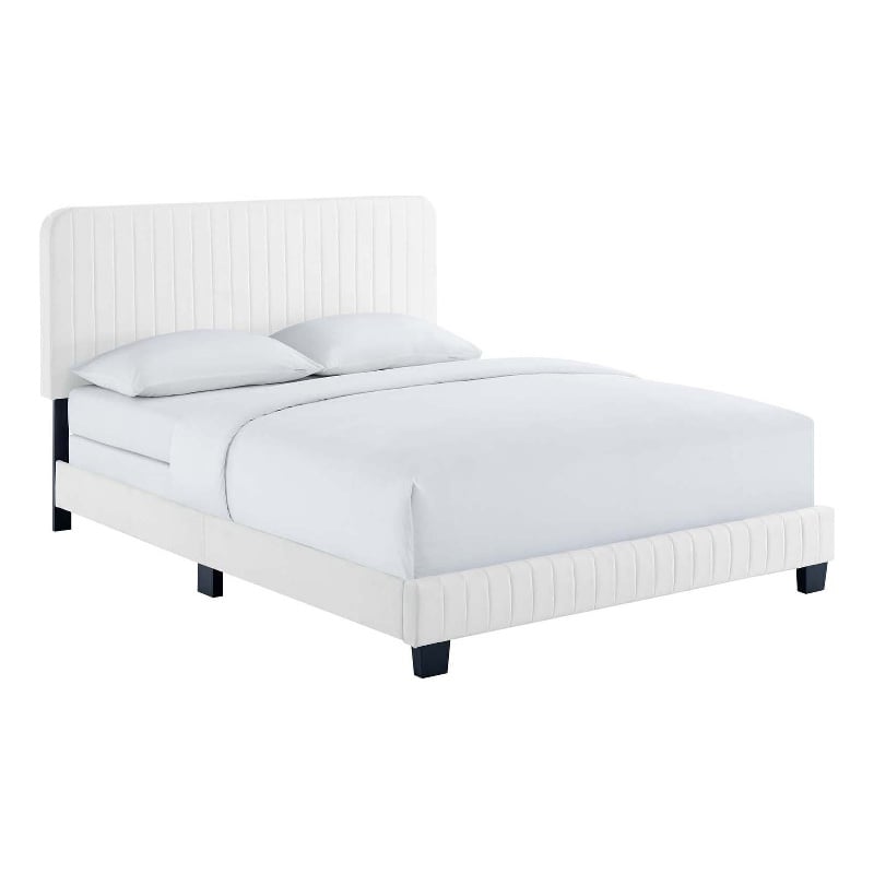 Modway Celine Channel Tufted Performance Velvet King Bed in White
