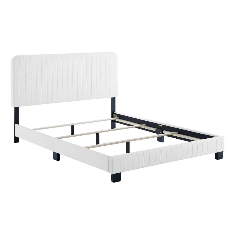 Modway Celine Channel Tufted Performance Velvet King Bed in White