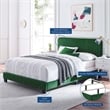 Modway Celine Channel Tufted Performance Velvet Queen Bed in Emerald Green