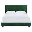 Modway Celine Channel Tufted Performance Velvet Queen Bed in Emerald Green