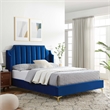 Modway Daniella Performance Velvet Queen Platform Bed in Navy