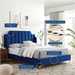 Modway Daniella Performance Velvet Queen Platform Bed in Navy