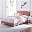 Modway Celine Channel Tufted Performance Velvet Twin Bed in Dusty Rose