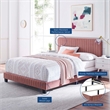 Modway Celine Channel Tufted Performance Velvet Twin Bed in Dusty Rose