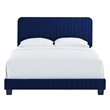 Modway Celine Channel Tufted Performance Velvet King Platform Bed in Navy