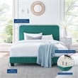 Modway Celine Channel Tufted Performance Velvet King Platform Bed in Teal Green