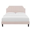 Modway Sienna Modern Performance Velvet Queen Platform Bed in Pink