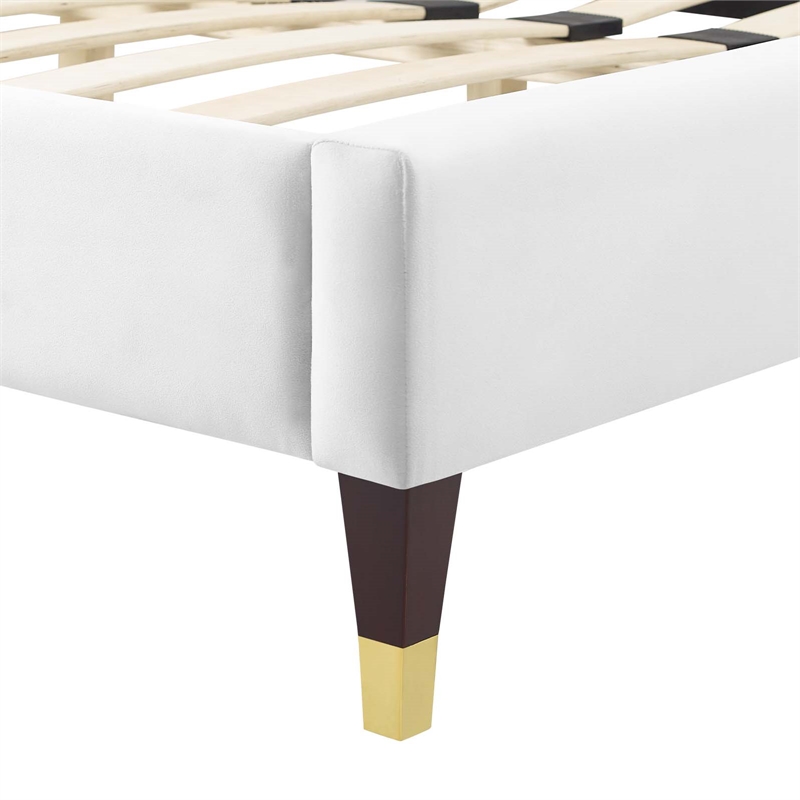 Modway Current Performance Velvet Upholstered Twin Platform Bed in White
