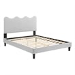Modway Current Modern Performance Velvet Twin Platform Bed in Light Gray