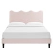 Modway Current Modern Performance Velvet Twin Platform Bed in Pink