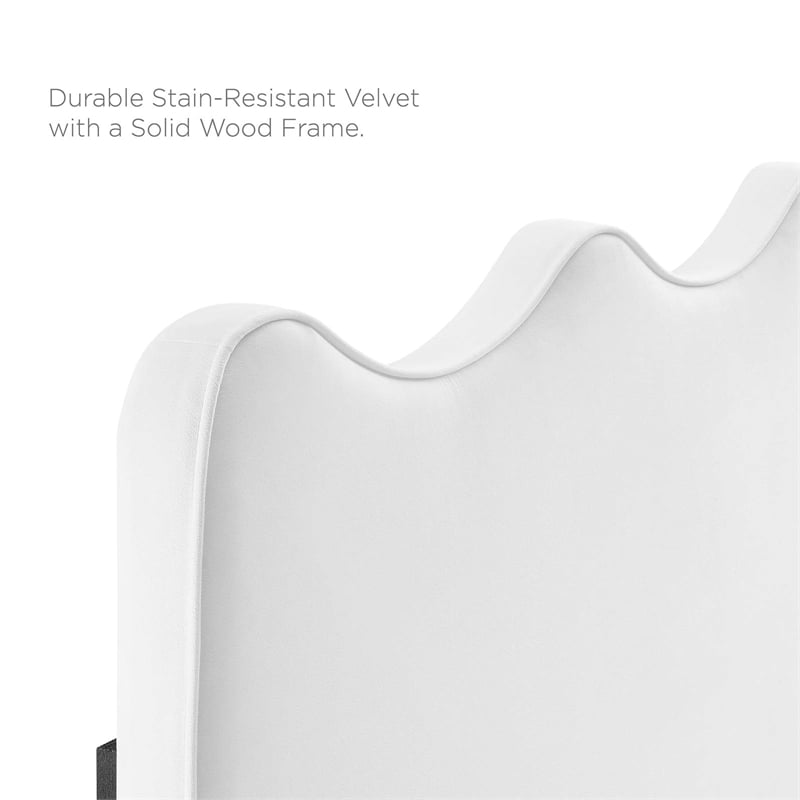 Modway Current Modern Performance Velvet Twin Platform Bed in White