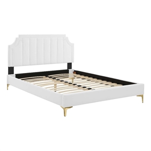 Modway Sienna Modern Performance Velvet Queen Platform Bed - White