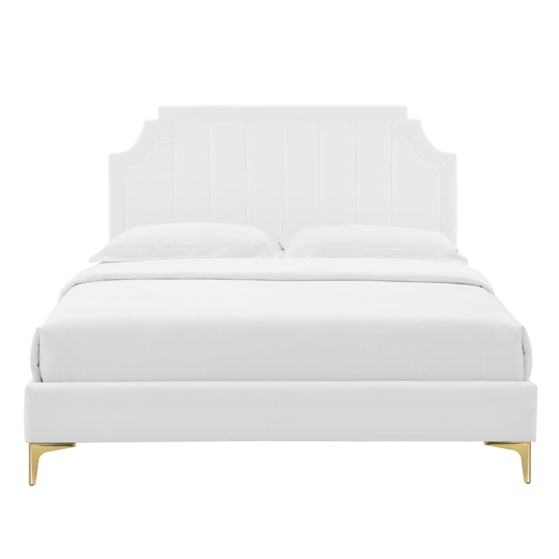 Modway Sienna Modern Performance Velvet Queen Platform Bed - White