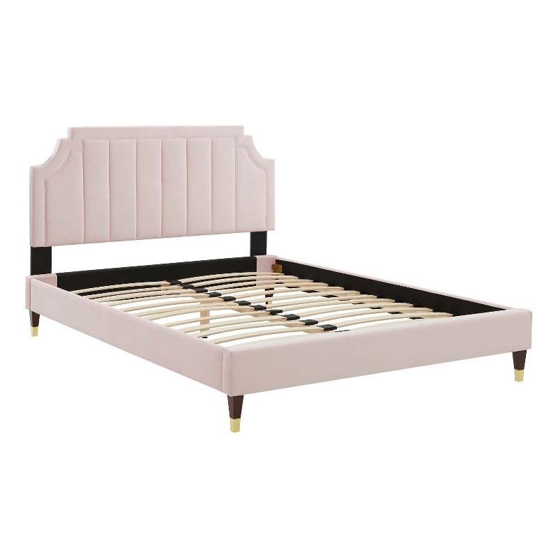 Modway Sienna Modern Style Performance Velvet Queen Platform Bed in ...