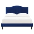 Modway Juniper Channel Tufted Performance Velvet Full Platform Bed in Navy