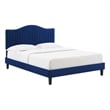 Modway Juniper Channel Tufted Performance Velvet Full Platform Bed in Navy