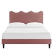 Modway Current Modern Performance Velvet Queen Platform Bed in Dusty Rose Pink