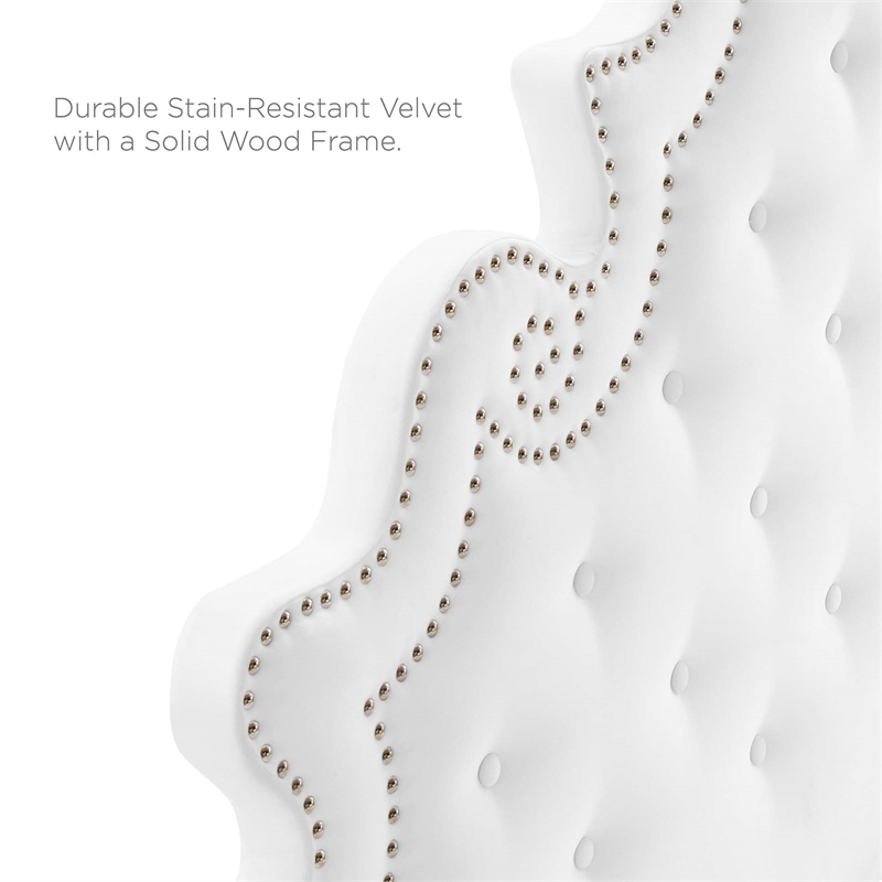 Modway Gwyneth Performance Velvet Queen Platform Bed in White