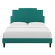 Modway Lindsey Modern Performance Velvet Twin Platform Bed in Teal Green