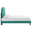 Modway Lindsey Modern Performance Velvet Twin Platform Bed in Teal Green