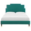 Modway Lindsey Performance Velvet Full Platform Bed in Teal Green