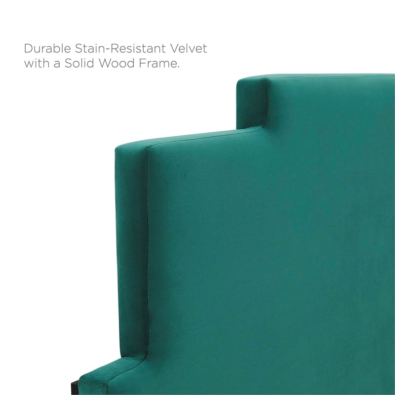 Modway Lindsey Performance Velvet Full Platform Bed in Teal Green