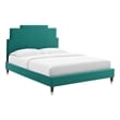 Modway Lindsey Performance Velvet Full Platform Bed in Teal Green