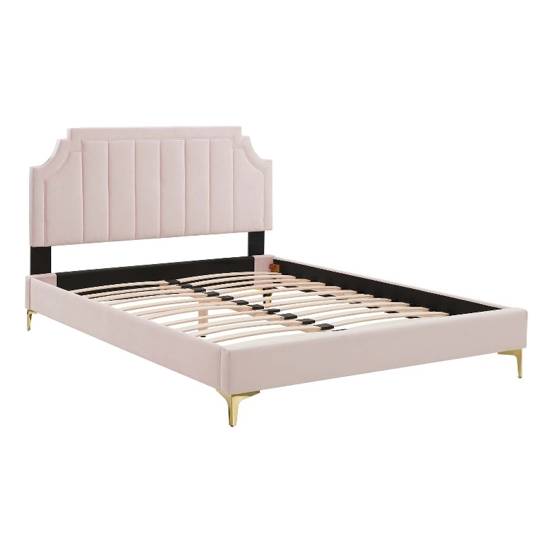 Modway Sienna Modern Performance Velvet Twin Platform Bed - Pink