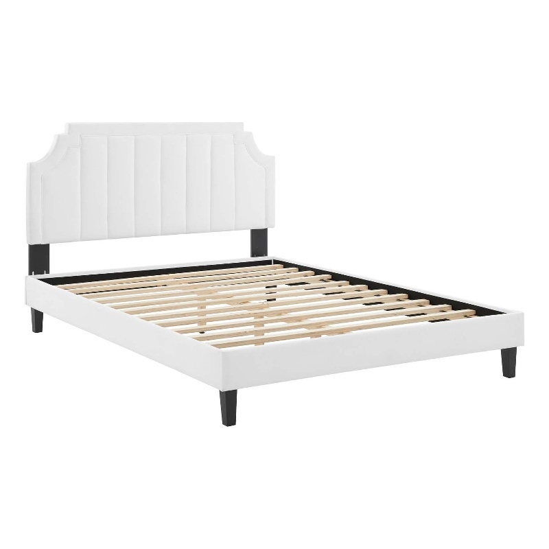 Modway Sienna Modern Performance Velvet Full Platform Bed in White