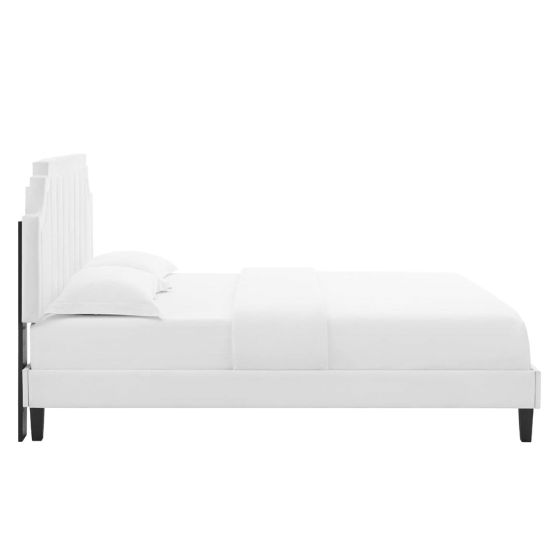 Modway Sienna Modern Performance Velvet Full Platform Bed in White