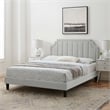 Modway Sienna Modern Performance Velvet Twin Platform Bed in Light Gray