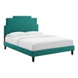 Modway Lindsey Modern Performance Velvet Full Platform Bed in Teal Green