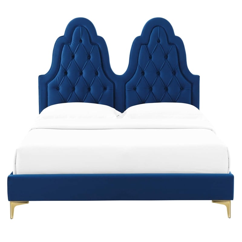 Modway Alexandria Tufted Performance Velvet Twin Platform Bed - Navy