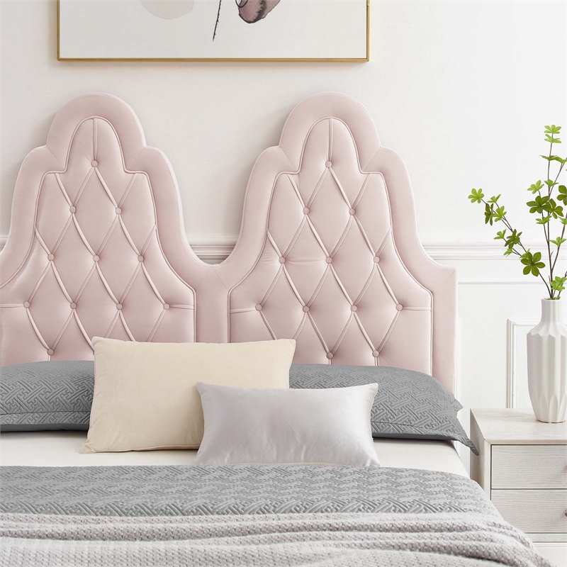 Modway Alexandria Tufted Performance Velvet Twin Platform Bed - Pink