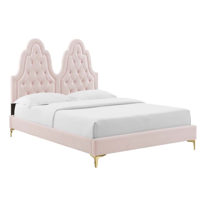 Modway Alexandria Tufted Performance Velvet Twin Platform Bed - Pink