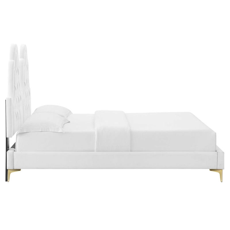 Modway Alexandria Tufted Performance Velvet Twin Platform Bed - White