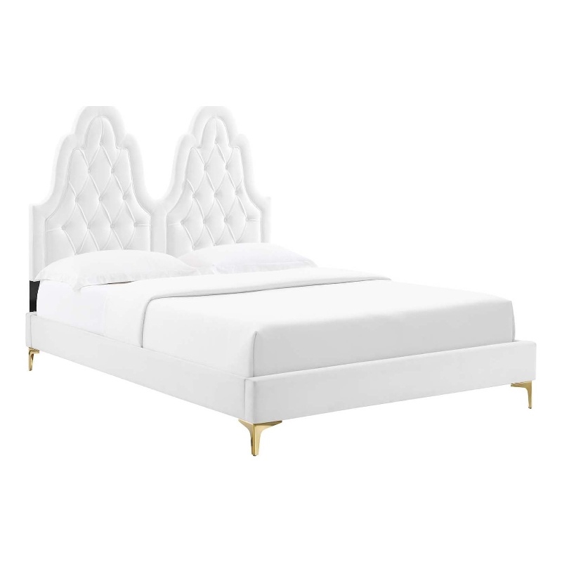 Modway Alexandria Tufted Performance Velvet Twin Platform Bed - White