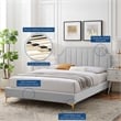 Modway Sienna Performance Velvet Full Platform Bed in Light Gray