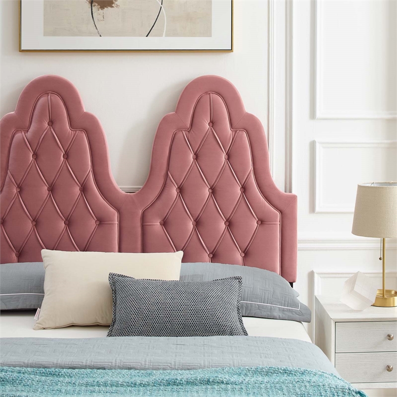 Modway Alexandria Performance Velvet Twin Platform Bed in Dusty Rose Pink