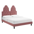 Modway Alexandria Performance Velvet Twin Platform Bed in Dusty Rose Pink