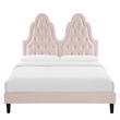 Alexandria Tufted Performance Velvet Twin Platform Bed in Pink