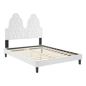 Modway Alexandria Performance Velvet Twin Platform Bed in White