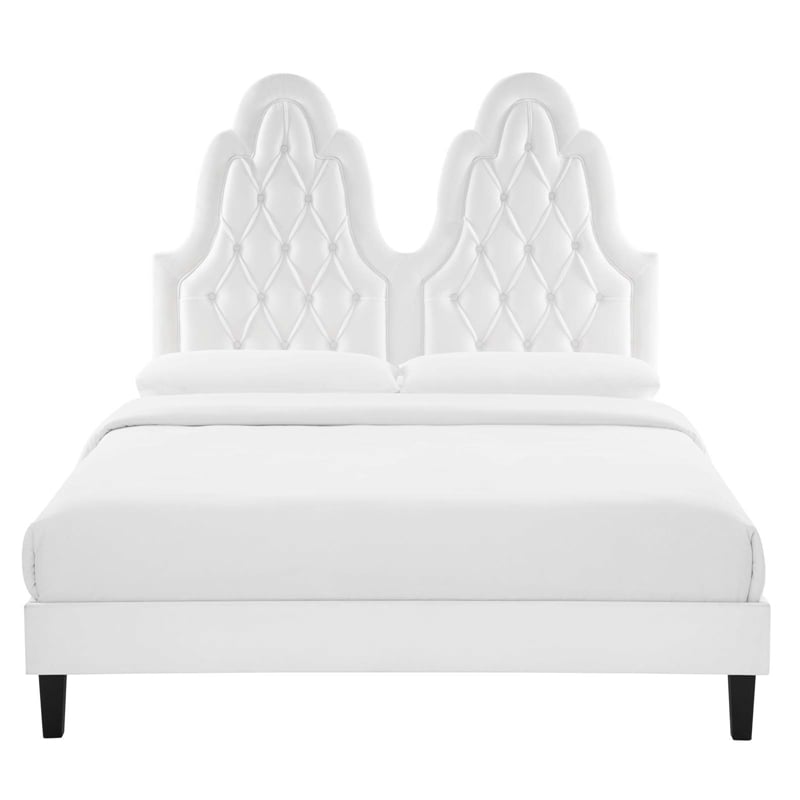 Modway Alexandria Performance Velvet Twin Platform Bed in White