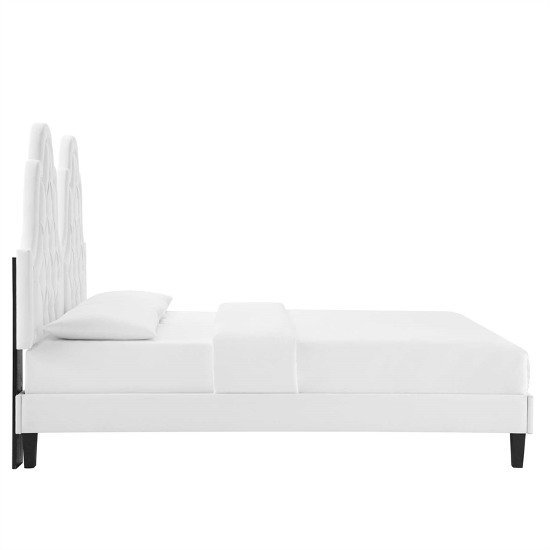 Modway Alexandria Performance Velvet Twin Platform Bed in White
