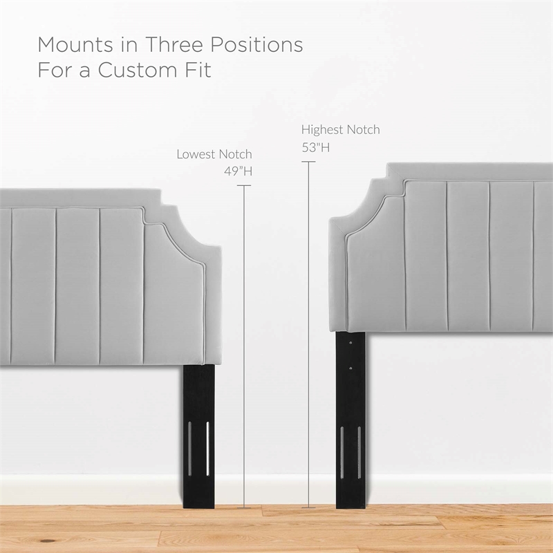 Modway Sienna Modern Performance Velvet Full Platform Bed in Light Gray