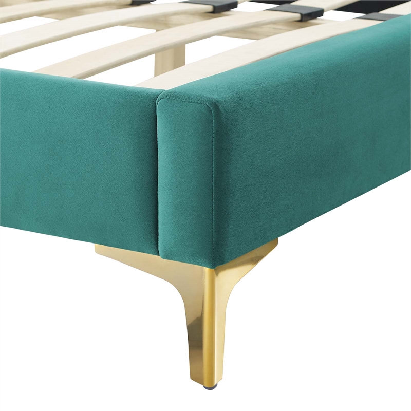 Modway Alexandria Tufted Performance Velvet King Platform Bed - Teal Blue