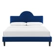 Modway Soleil Modern Style Performance Velvet King Bed in Navy